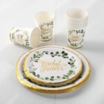 Plates and cups designed for bridal shower